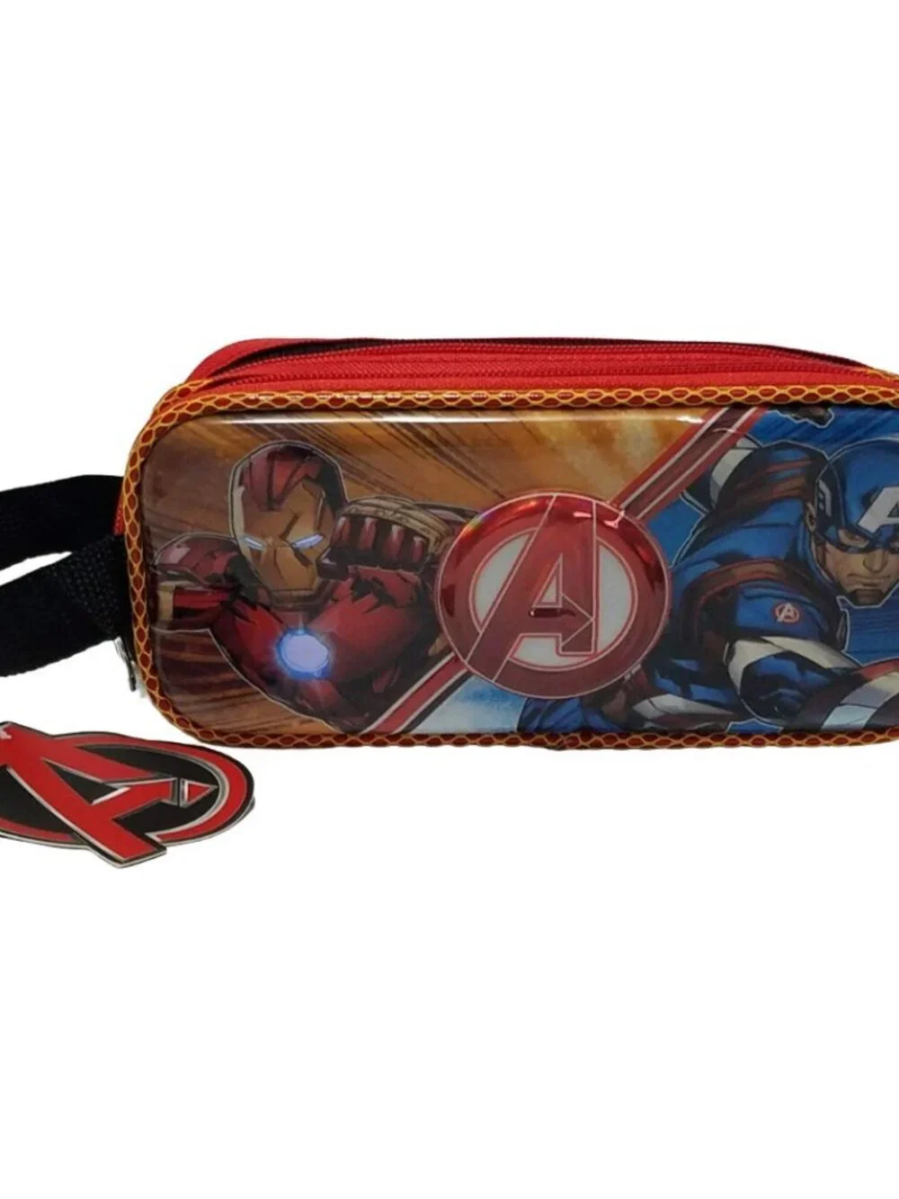 Marvel Avengers 3D Pencil Case Iron Man Captain America Dual Zip Pouch Bag NWT